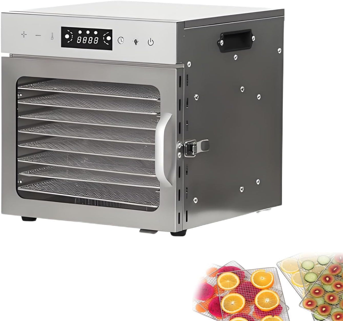 Wtryrn Voedseldroger Digitale van roestvrij staal, vlees en fruit 8Layer, droogapparaat, voor gedroogde vleeswaren, commerciële vriesdroger