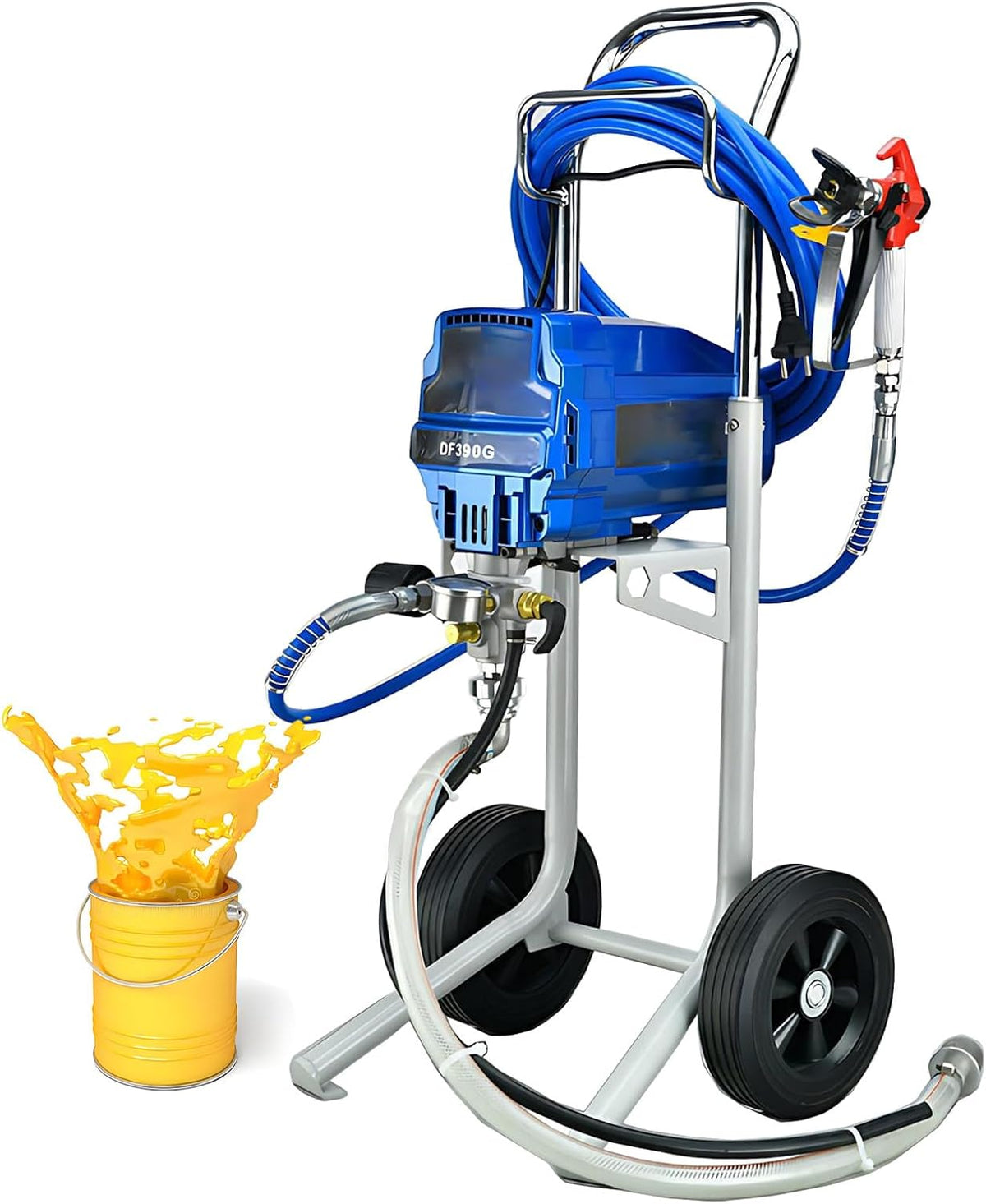 Lunauemaya Verfsproeier 1800W Elektrische Airless Spuitmachine, 3307 PSI Hogedruk Muurspuitmachine, Industrieel Gebruik en DIY DF390G-220V, Emailverf