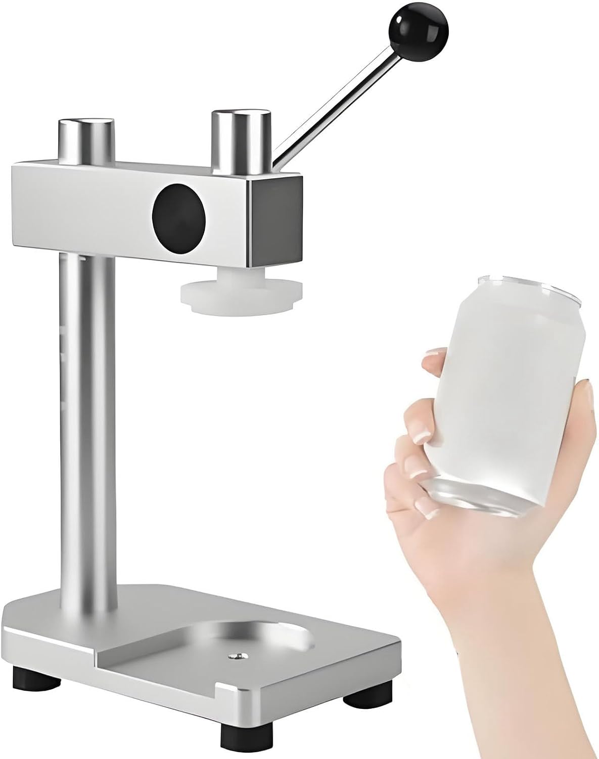 Vacuümsealer Kan afdichtingsgereedschap, voor potten en flessen, verstelbaar handmatig ontwerp, duurzame aluminiumlegering, ideaal, zilveren afwerking