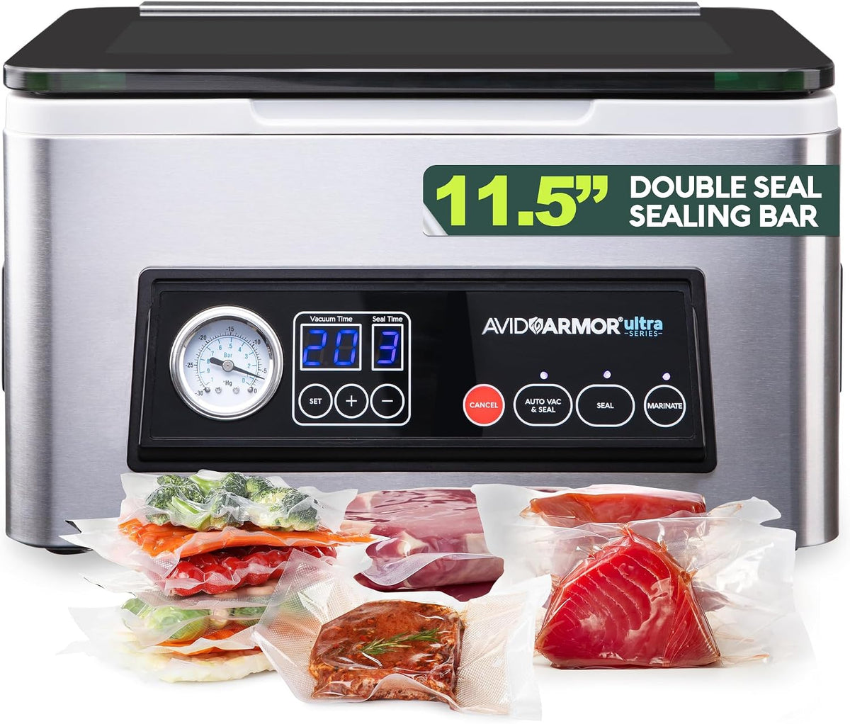 Avid Armor Vacuümsealer Kamer Vacuüm Sealer Machine USV20 Ultra Serie, met 11,5 Inch Vaccum Sealer Bar, voor Natte Voedingsmiddelen, Compact