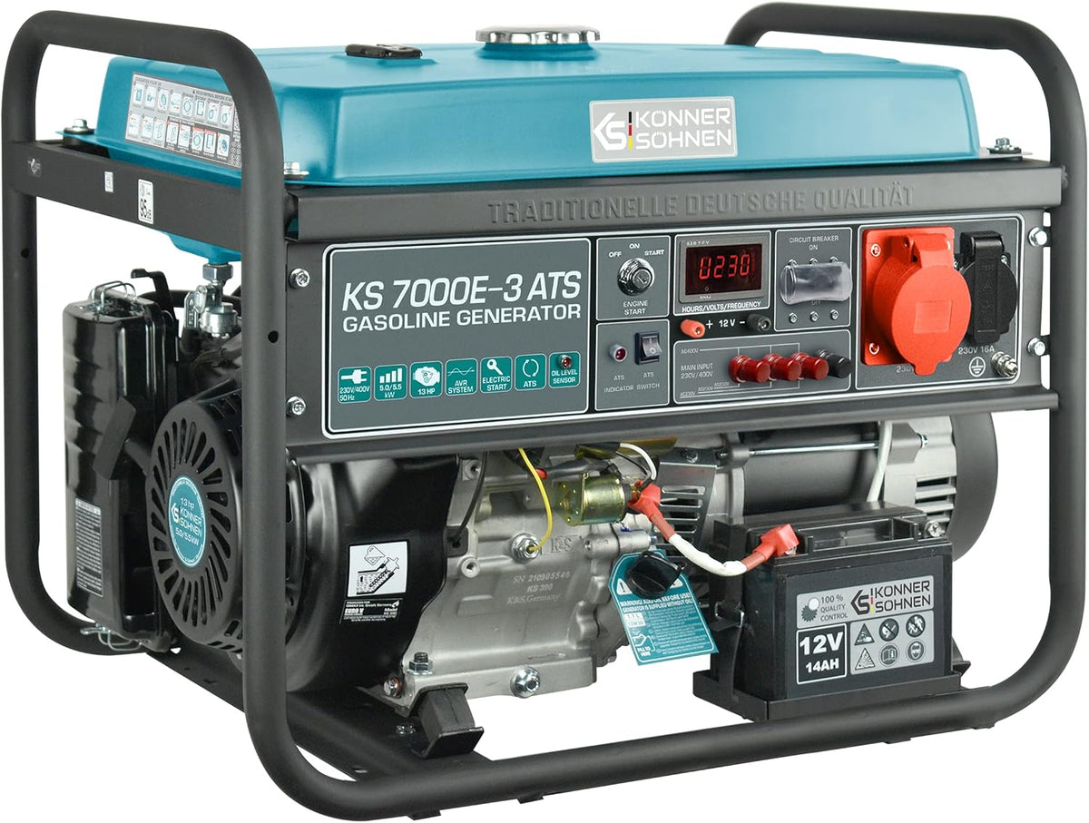 K&S Könner&Söhnen Aggregat Könner & Söhnen KS 7000E-3 ATS stroomgenerator, 1 x 16 A (400 V/230 V) generator, 13 pk 4-takt benzinemotor, E-start