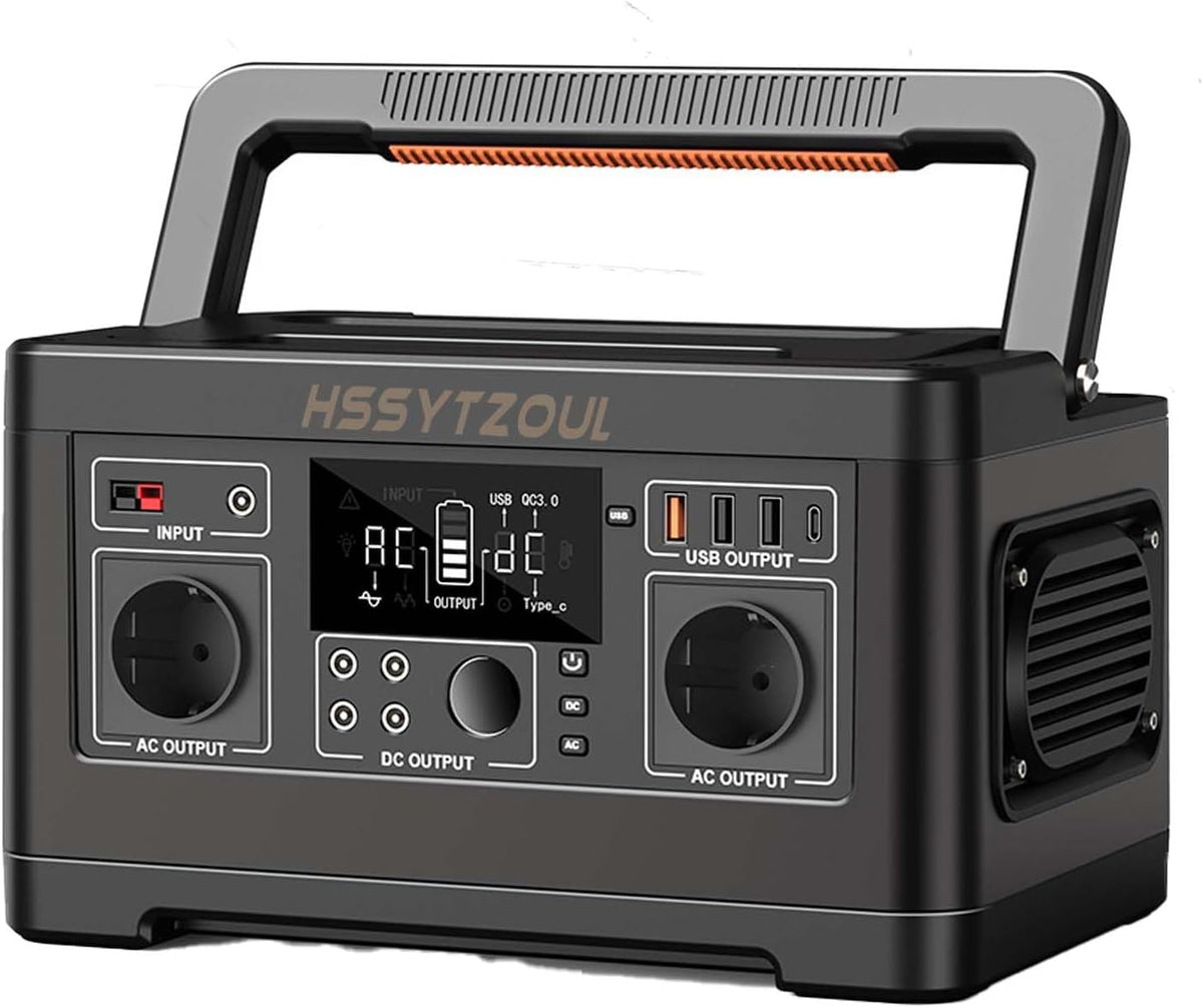Hssytzoul Aggregat Draagbare Krachtcentrale 520WH 230V 500W Zonnegenerator, Reizen En Gebruik Tijdens Stroomuitval 140400Mah, Voor Kamperen