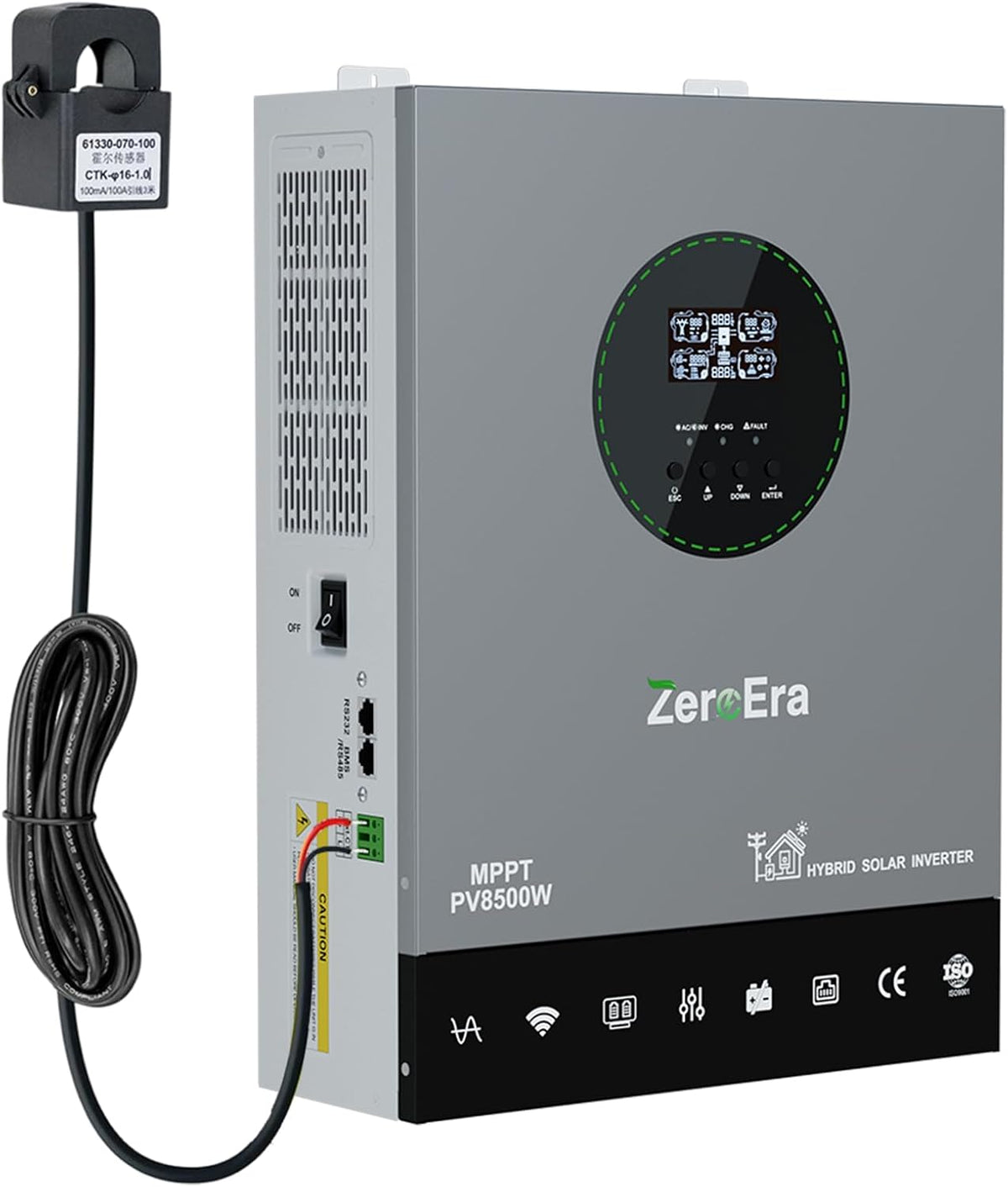 Hybride omvormer ZeroEra, 48 V, 6200 W, 48 V DC naar 230 V AC, 8500 W fotovoltaïsche ingang, 120 A MPPT, voor 48, zuivere sinuszonne-omvormer