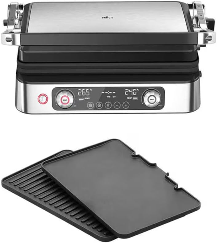 Grill Braun MultiGrill 9 Pro CG 9140 Elektrische barbecue, 2200 W, met 2 onafhankelijke thermostaten, 3 kookstanden, zwart/roestvrij staal