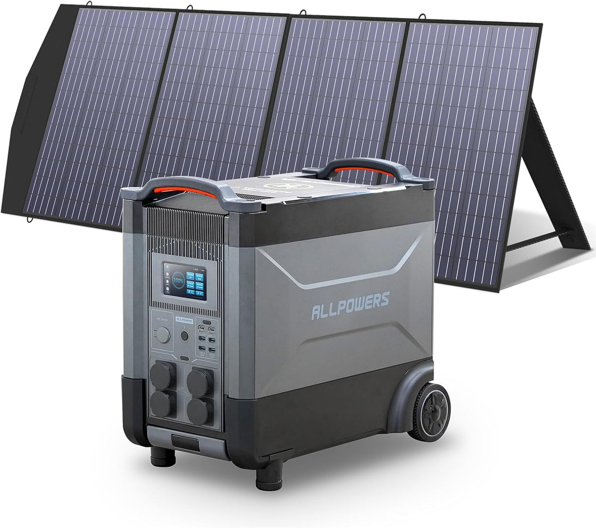 Allpowers Aggregat R4000 Draagbaar powerstation, met 200W zonnepaneel, zonnegenerator 3456Wh LiFePO4 batterij, met 4000W AC-uitgang, voor camping
